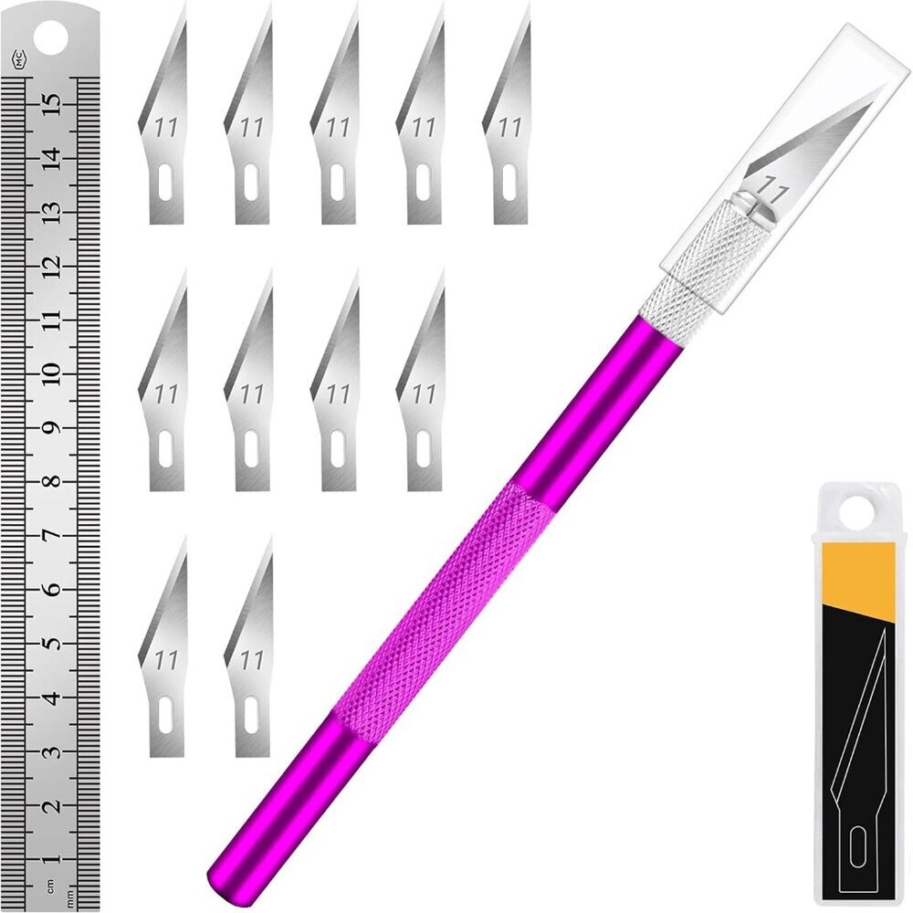 1 Pcs Craft Hobby Knife Exacto Knife with 11 Pcs Stainless Steel Blade Kit, 1pcs